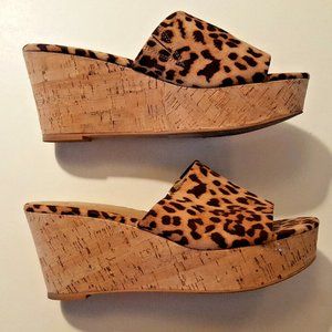 TORRID Leopard Platform Cork Slide Sz 10 3.5" Heel